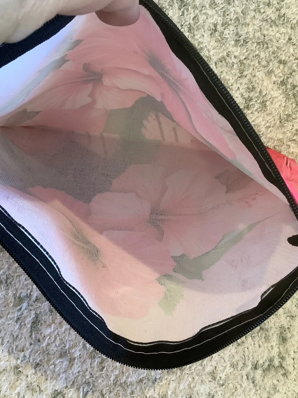 Hot Pink Tropical Floral Cosmetic Bag Canvas Pouch with Hibiscus Print NWT 10x7.